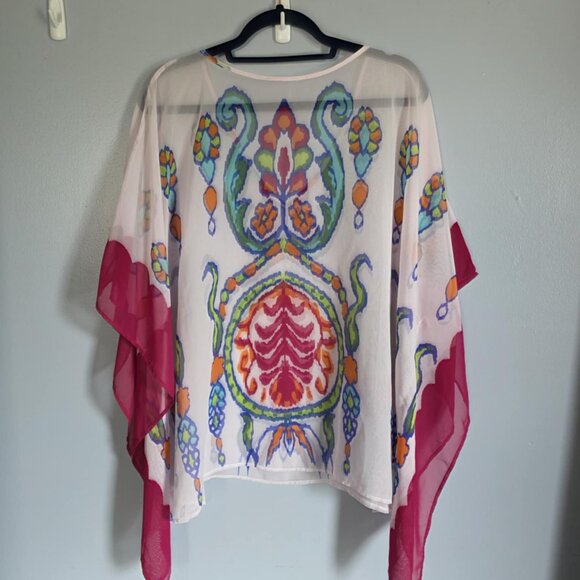 EUC Sheer Elegant Flowy Colorful Blouse - Picture 2 of 5